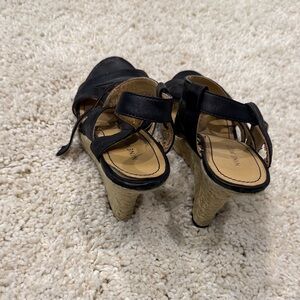 Nine West Black and Tan Wedge Heels